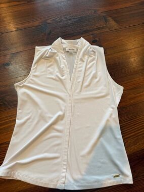 Calvin Klein White V-Neck Sleeveless Blouse